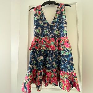 BCBGMaxazria colorful peplum cocktail dress